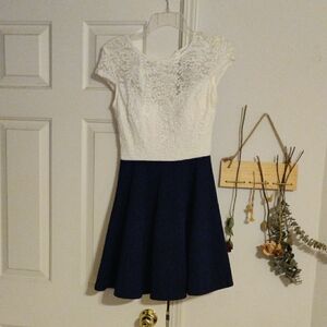 Elegant White and Blue Dress